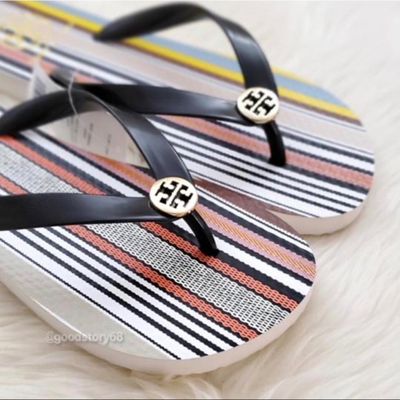 Tory Burch Shoes - Tory Burch
Black/Webbing Stripe Flip-flops Sandals